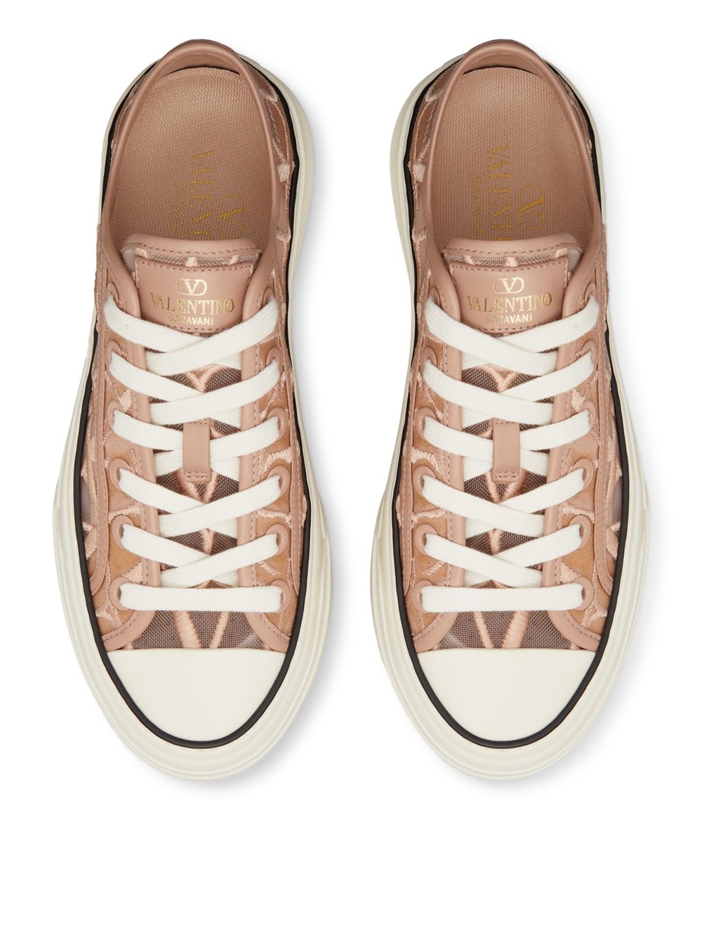 Valentino Garavani Rose Gold Logo Low-Top Sneakers